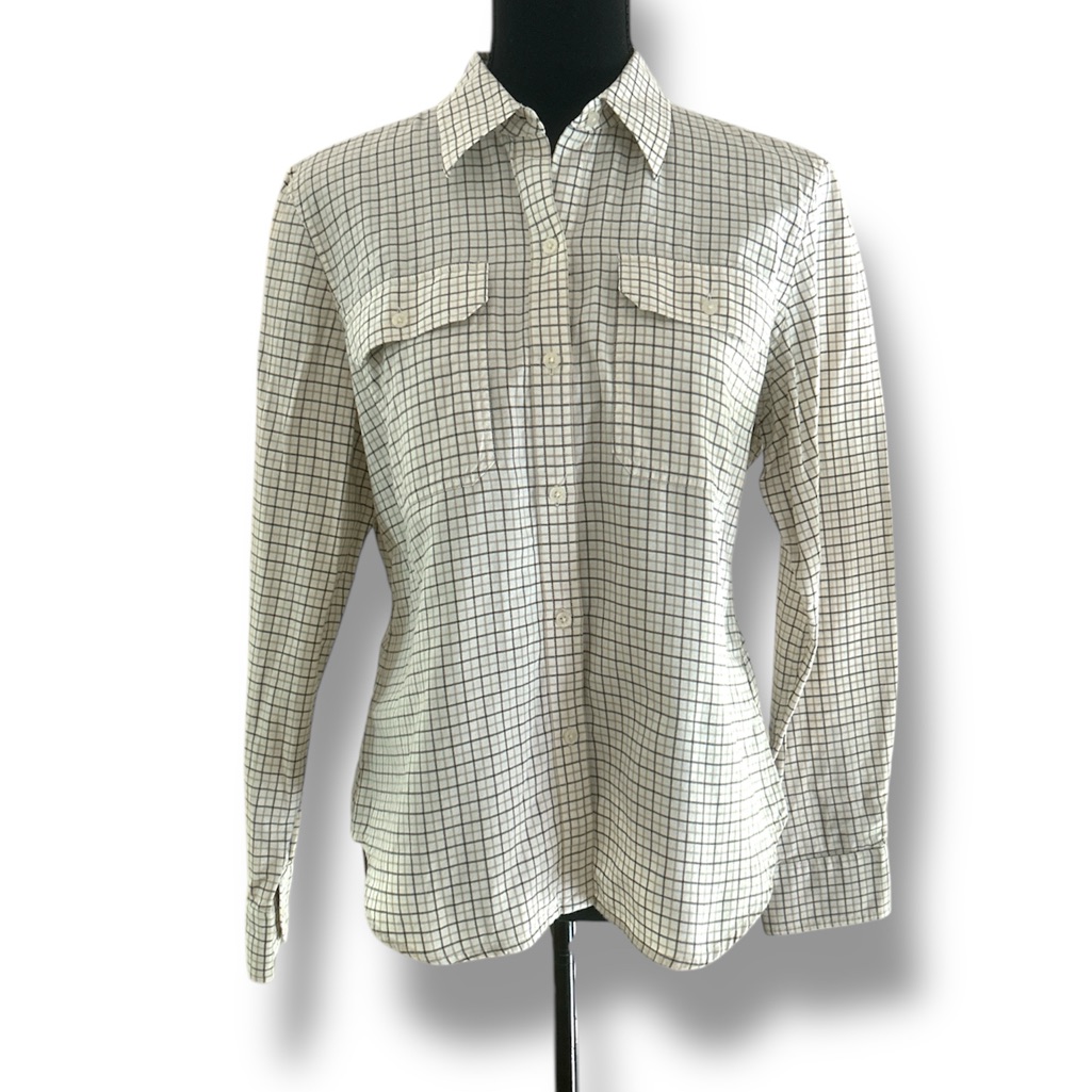 Lauren Ralph Lauren Cream And Black Plaid Shirt Size Lp